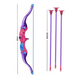 Coo11 57 CM Large Kids Lightweight Bow And Arrow Toy 1 Bow 3 Arrows 1 Wall Mounted Target, Safe Durable Indoor Outdoor Shooting Archery Full Set (Pink and Purple) Boys & Girls 3+ Year