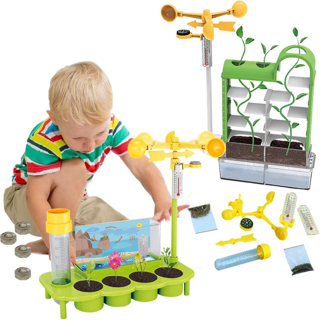 COO11 Combo Plant Growing Set- Stem Weather Station Water Table & Plant Tree Kids Fun Game Toys, Outdoor Garden Toy Encourages Creative Play, Safe & Portable Kids Table for Girls & Boys 8+ Years