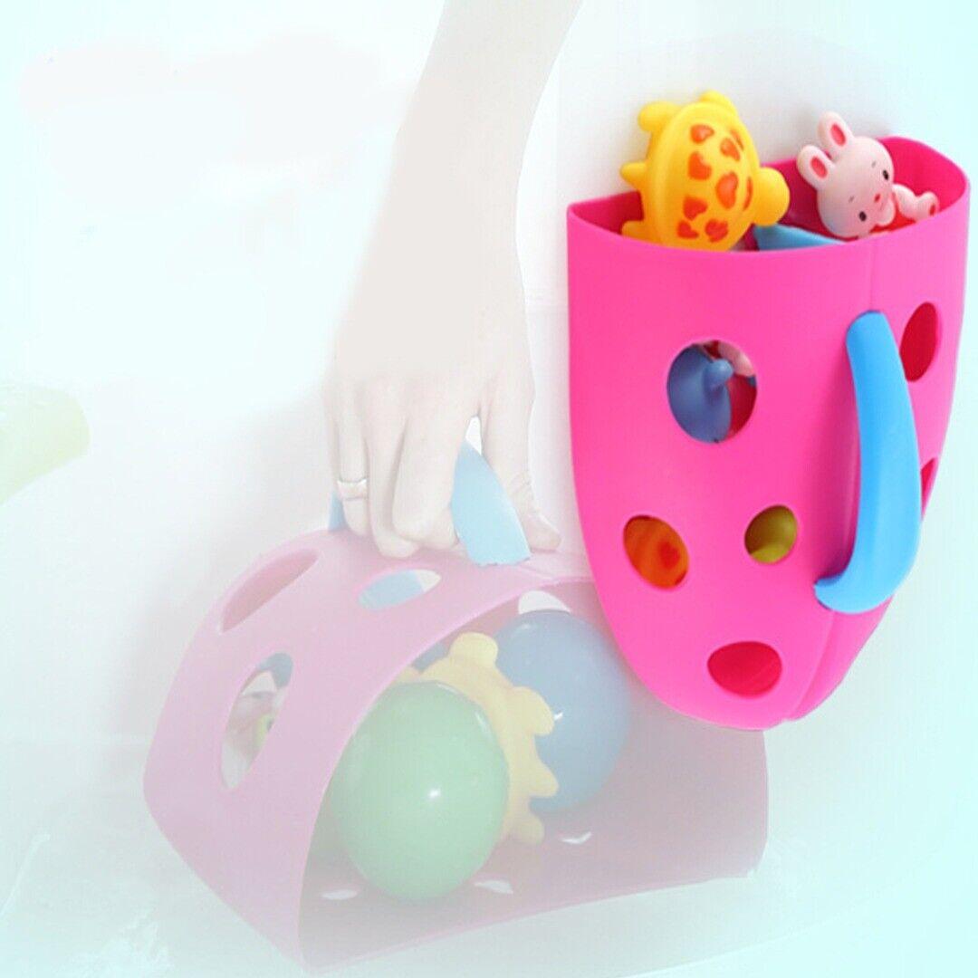 Coo11 Wall-Mounted Bath Toy Organizer Red & Baby Adjustable Shower Cap Pink & Baby Frog Design Bath Rinse Cup Red