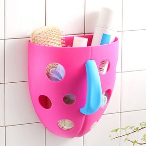 Coo11 Wall-Mounted Bath Toy Organizer Red & Baby Adjustable Shower Cap Pink & Baby Frog Design Bath Rinse Cup Red