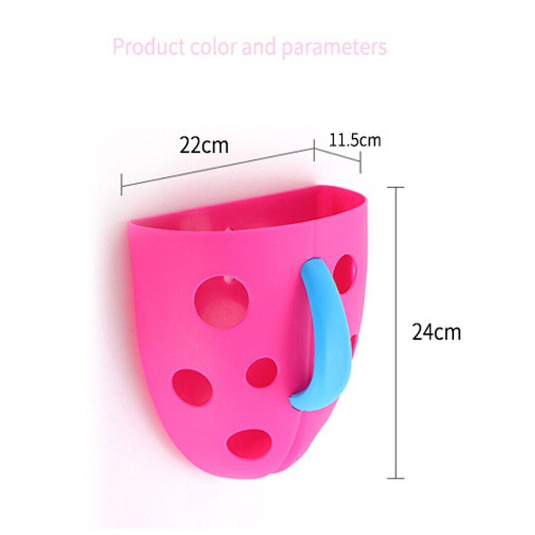 Coo11 Wall-Mounted Bath Toy Organizer Red & Baby Adjustable Shower Cap Pink & Baby Frog Design Bath Rinse Cup Red