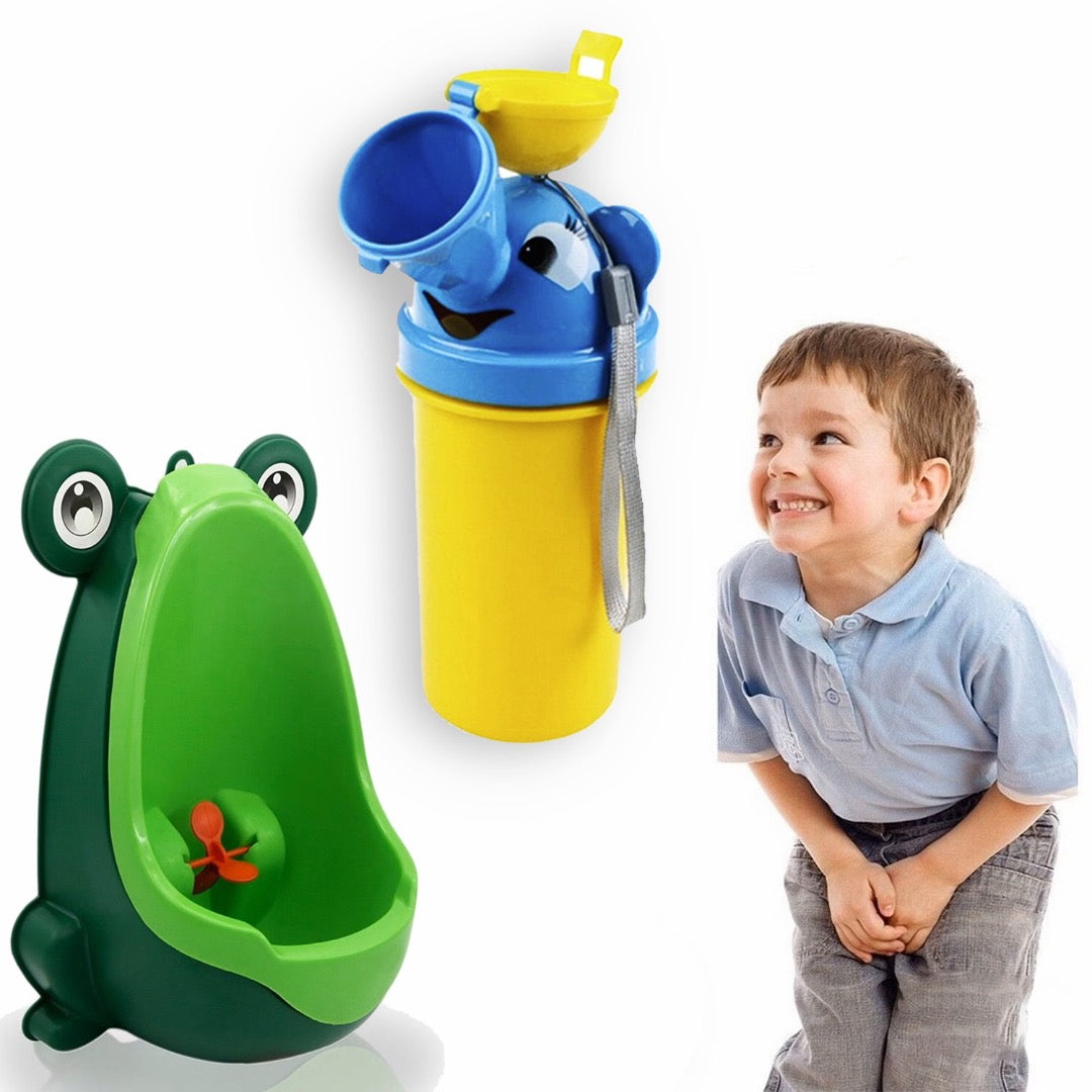 Coo11 Combo of Portable Kids Convenient and Pretty Urinal and Frog Potty Training seat and Urinal Boy and Girl Travelling Urinal Capacity 500ml Durable and Nox-Toxic