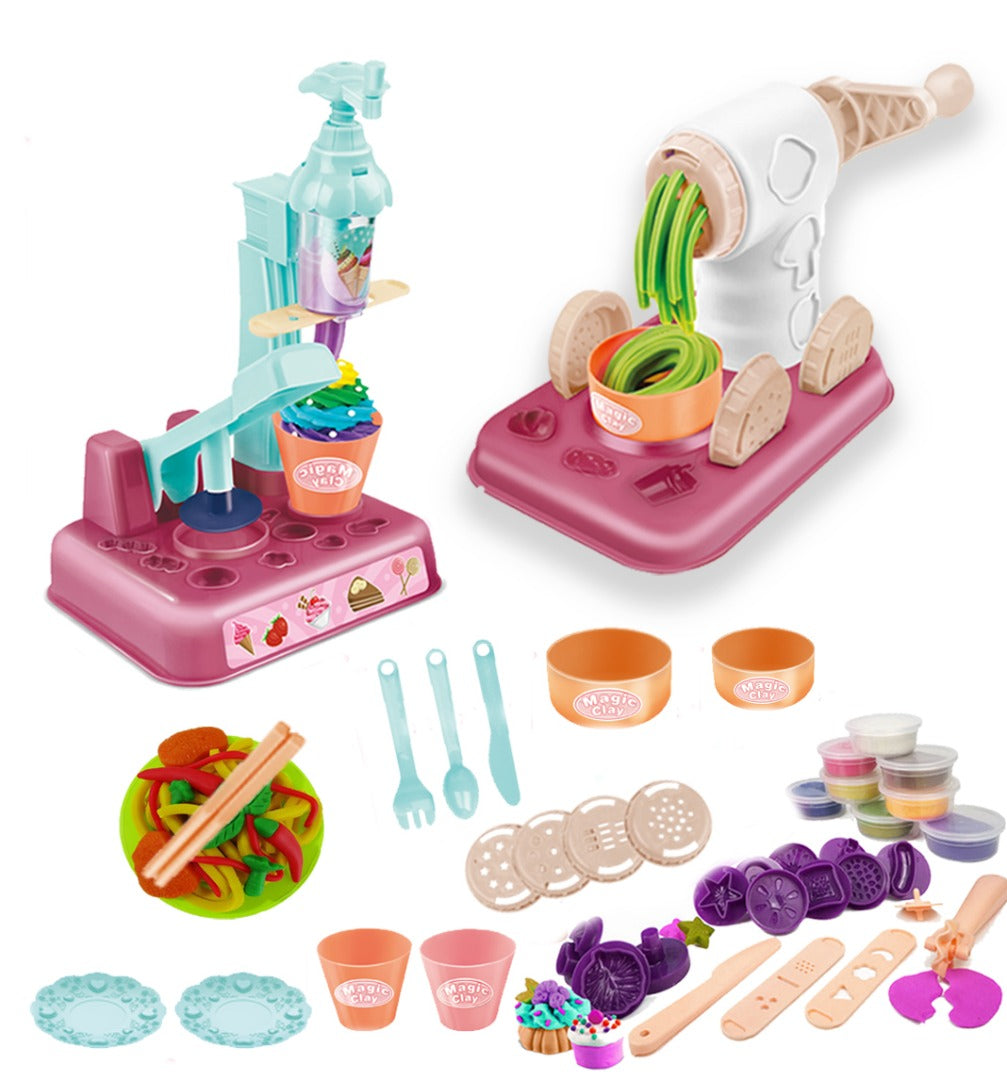 COO11 26 Pcs Clay Dough Tool Kit and 24 Pcs DIY Creative Arts & Craft Playset with Accessories Clay Extruders Roller Molds Storage Box Toy Gift Age 3+