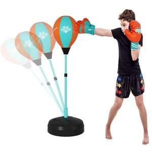 Coo11 90-120 CM Punching Bag Boxing Gloves Adjustable with Stand Set Toy Boys & Girls Freestanding Punch Juniors Kids, Stand Inflatable Youth Fitness Exercise Toy Gifts for Kids Age 3-10 Years Old