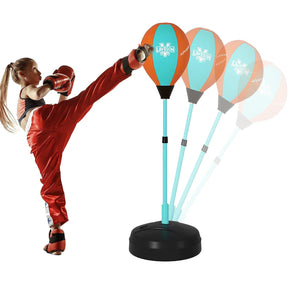 Coo11 90-120 CM Punching Bag Boxing Gloves Adjustable with Stand Set Toy Boys & Girls Freestanding Punch Juniors Kids, Stand Inflatable Youth Fitness Exercise Toy Gifts for Kids Age 3-10 Years Old