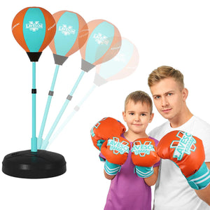 Coo11 90-120 CM Punching Bag Boxing Gloves Adjustable with Stand Set Toy Boys & Girls Freestanding Punch Juniors Kids, Stand Inflatable Youth Fitness Exercise Toy Gifts for Kids Age 3-10 Years Old