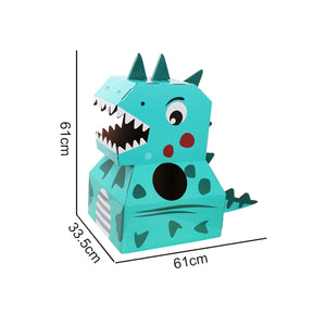 Coo11 Dinosaur Carton Cardboard Box, Handmade Animal DIY Dressing Wearable Toy for Indoor Outdoor, Kindergarten Fun, Portable, Lightweight, Perfect Gift for Boys & Girls, Suitable for 3+ (Turquoise Green)