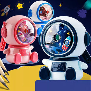 Coo11 Kids Astronaut Design Pencil Sharpener, Kindergarden Hand-Crank Cute Primary School Fun, Multifunctional, Easy Sharpening, Stationery Gift for Boys & Girls, Suitable for 3+ (Navy)