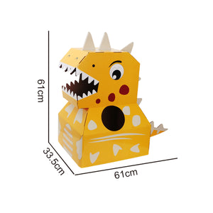 Coo11 Dinosaur Carton Cardboard Box, Handmade Animal DIY Dressing Wearable Toy for Indoor Outdoor, Kindergarten Fun, Portable, Lightweight, Perfect Gift for Boys & Girls, Suitable for 3+ (Yellow)