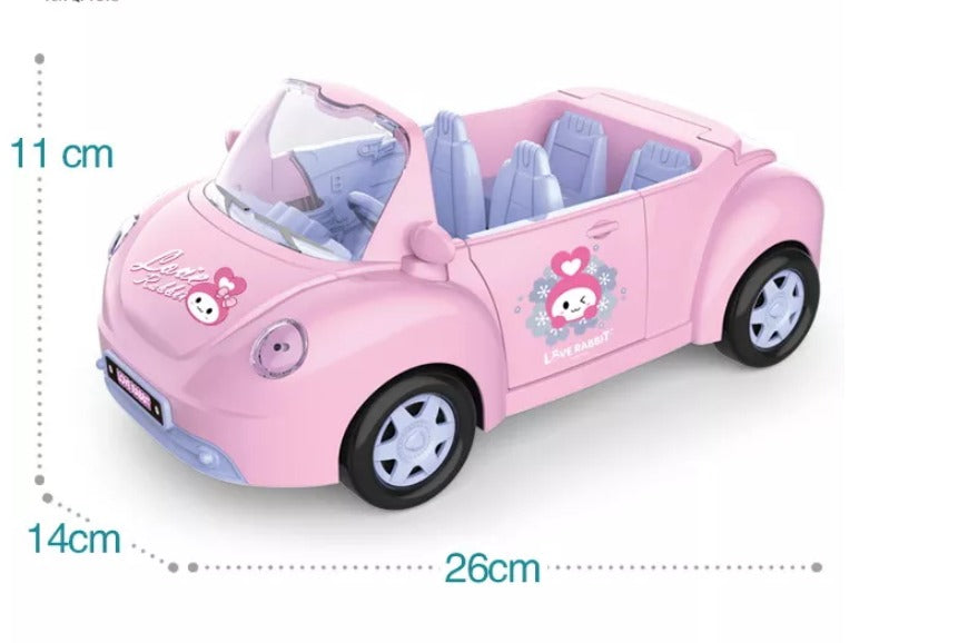 Coo11 Kids Rabbit Print Convertible Car Toy with 4 Doll, Open door, Spacious, Intersting Family Toys, Fun Learning Game, Perfect Gift for Boys & Girls, Suitable for 3+