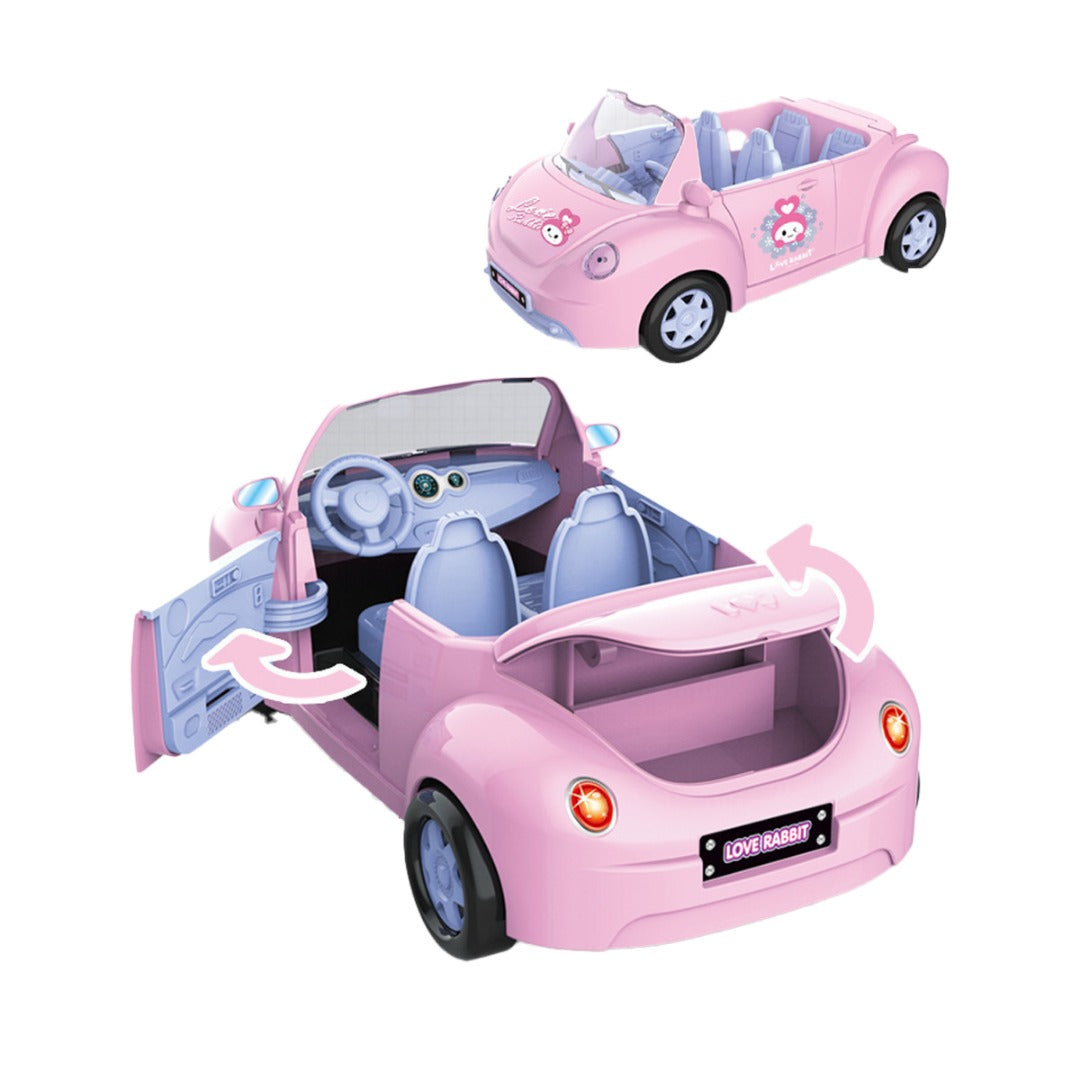 Coo11 Kids Rabbit Print Convertible Car Toy with 4 Doll, Open door, Spacious, Intersting Family Toys, Fun Learning Game, Perfect Gift for Boys & Girls, Suitable for 3+