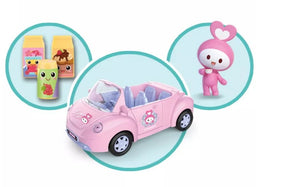 Coo11 Kids Rabbit Print Convertible Car Toy with 4 Doll, Open door, Spacious, Intersting Family Toys, Fun Learning Game, Perfect Gift for Boys & Girls, Suitable for 3+