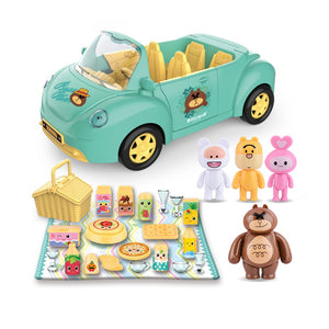 Coo11 Kids Rabbit Print Convertible Car Toy with 4 Doll, Open door, Spacious, Intersting Family Toys, Fun Learning Game, Perfect Gift for Boys & Girls, Suitable for 3+