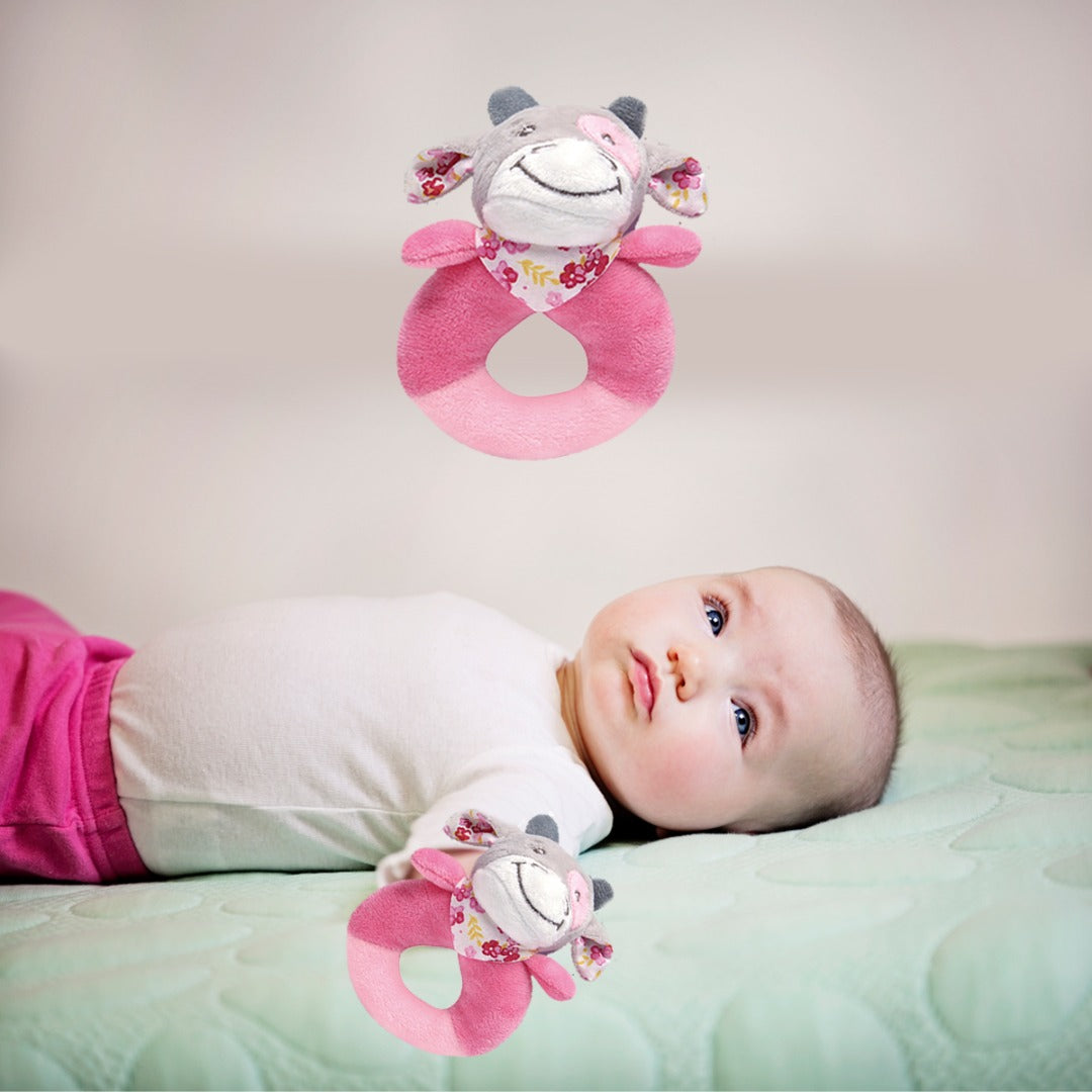 Coo11 Pink Teddy Cow Baby Stuff Toy, Cuddly Cute Soft and Safe Toy, Lightweight Easy to Carry and Easy to Clean Babies Soothed Toy, Plush Toy for kids, Unisex Suitable for age 0+ 24 Months Years Old