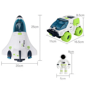 Coo11 4 in 1 Space Shuttle Model Toys, Rocket Adventures Game Toys for Childrens Spaceship Astronauts Rover Exploration Vehicle for 6, 7, or 9 Years Old.