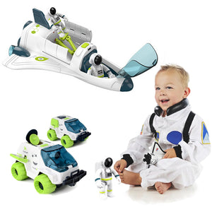 Coo11 4 in 1 Space Shuttle Model Toys, Rocket Adventures Game Toys for Childrens Spaceship Astronauts Rover Exploration Vehicle for 6, 7, or 9 Years Old.