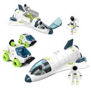 Coo11 4 in 1 Space Shuttle Model Toys, Rocket Adventures Game Toys for Childrens Spaceship Astronauts Rover Exploration Vehicle for 6, 7, or 9 Years Old.