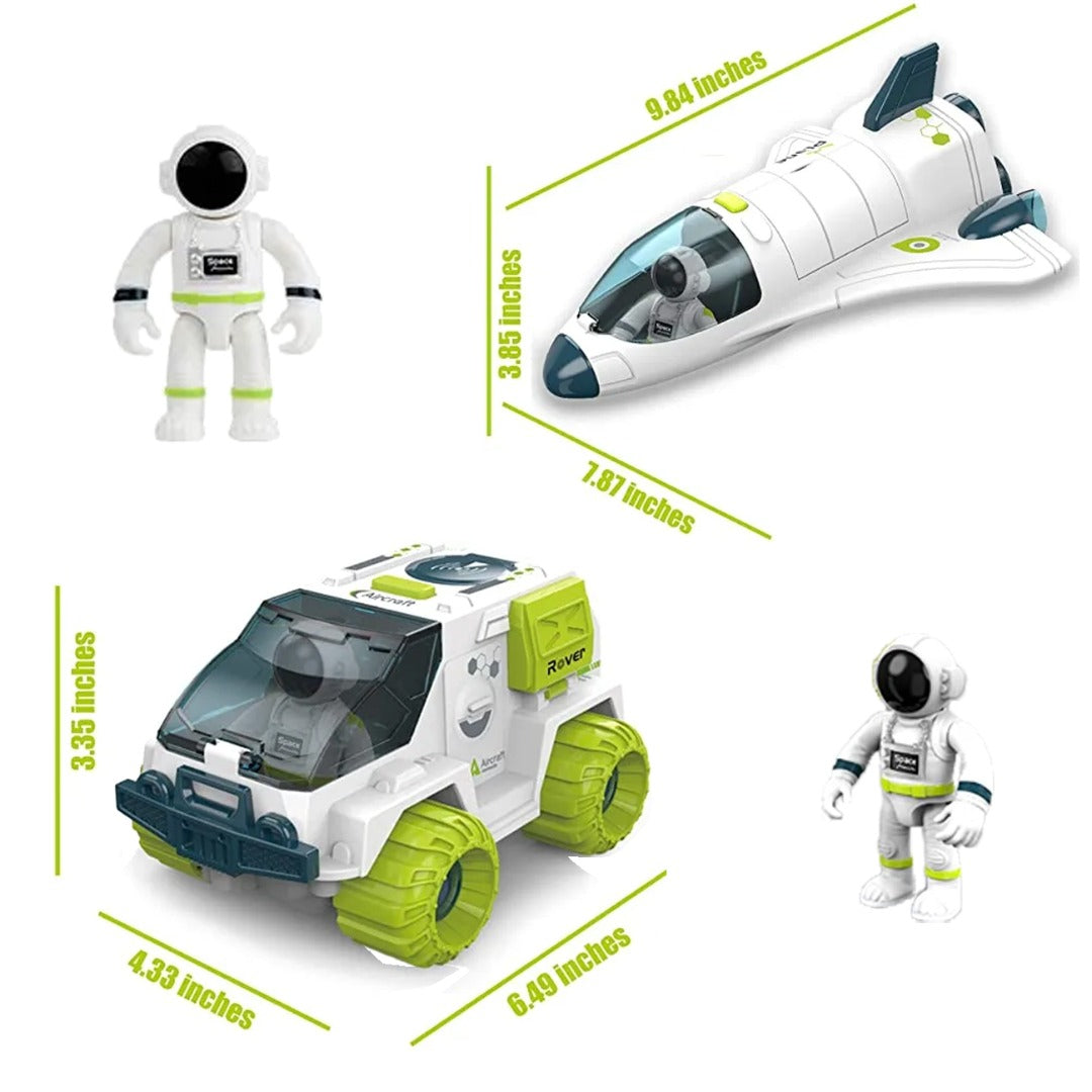 Coo11 4 in 1 Space Shuttle Model Toys, Rocket Adventures Game Toys for Childrens Spaceship Astronauts Rover Exploration Vehicle for 6, 7, or 9 Years Old.