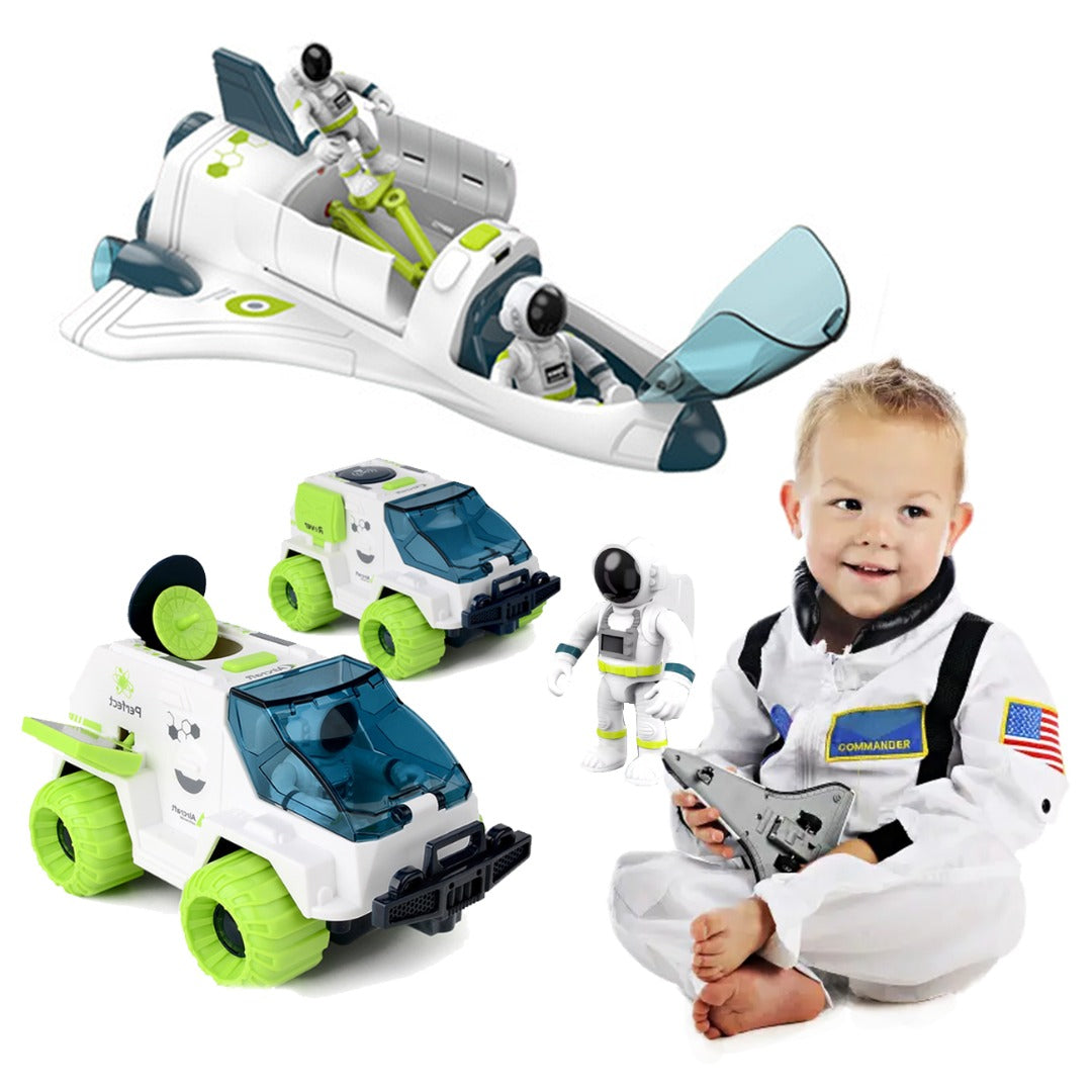 Coo11 4 in 1 Space Shuttle Model Toys, Rocket Adventures Game Toys for Childrens Spaceship Astronauts Rover Exploration Vehicle for 6, 7, or 9 Years Old.