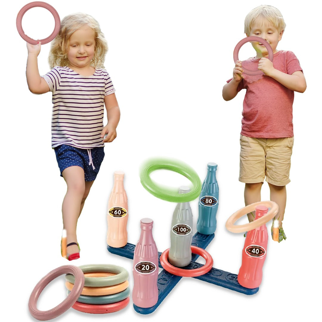 Bottle Ring Toss Game Kids Ring Throwing Bottle Toss Toy, Plastic Bottle Ring Toss Game, Educational Bottle Ring Toss Toy, Easy Assembly And Storage, Indoor Outdoor Game Toy For Kids Over 4