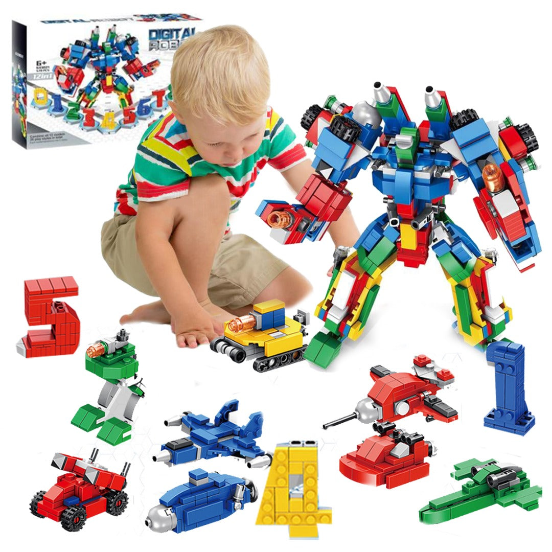 Transforming Robot truck air plane 12 IN 1 Set, 570 pcs Kids Toy Blocks Construction Building block Engineering Vehicles Toy Education Kit, Cars Convert to Mega Robot