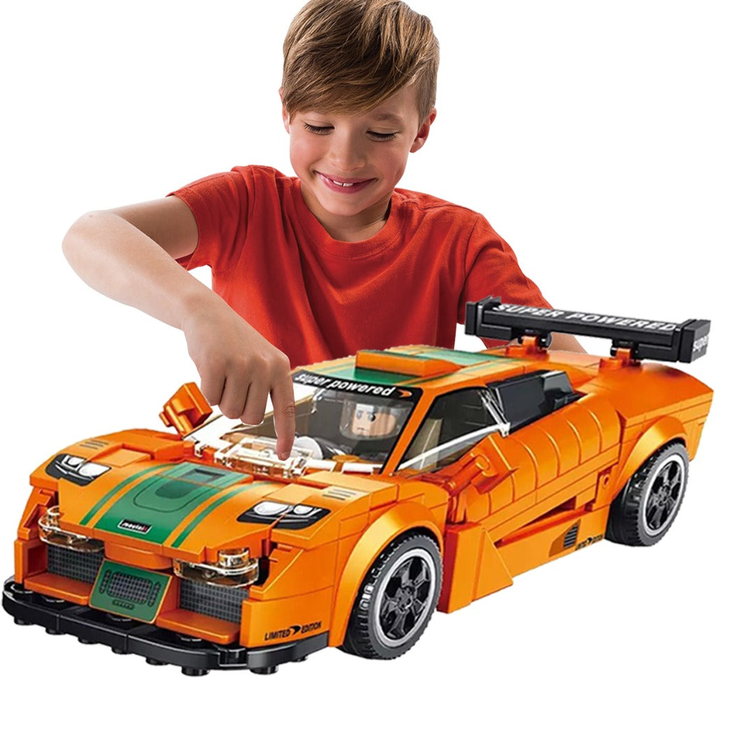 Coo11 Sports Car Orange Building Blocks 345 PCS, Assembled Sports Car Building Kit and Engineering Toy, Adult Collectible Sports Car Technique, Racing Sports Car Model