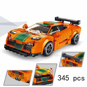 Coo11 Sports Car Orange Building Blocks 345 PCS, Assembled Sports Car Building Kit and Engineering Toy, Adult Collectible Sports Car Technique, Racing Sports Car Model