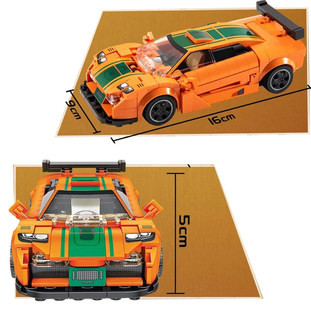 Coo11 Sports Car Orange Building Blocks 345 PCS, Assembled Sports Car Building Kit and Engineering Toy, Adult Collectible Sports Car Technique, Racing Sports Car Model