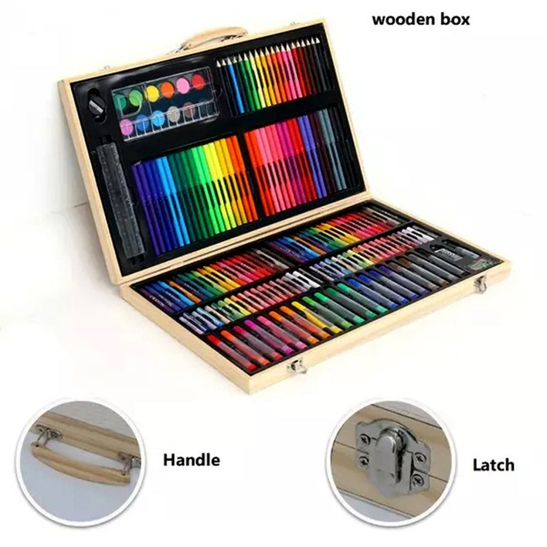 Coo11 180 PCS Drawing Art Markers Brush Pen Set Kids Gift with Wooden Box Package Watercolor Art Sets Office Stationery Supplies Gift Water Color Markers for Boys Girls Toddlers