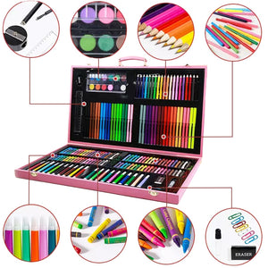 Coo11 180 PCS Drawing Art Markers Brush Pen Set Kids Gift with Wooden Box Package Watercolor Art Sets Office Stationery Supplies Gift Water Color Markers for Boys Girls Toddlers