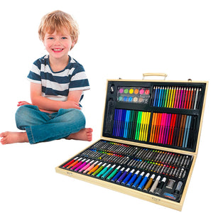 Coo11 180 PCS Drawing Art Markers Brush Pen Set Kids Gift with Wooden Box Package Watercolor Art Sets Office Stationery Supplies Gift Water Color Markers for Boys Girls Toddlers