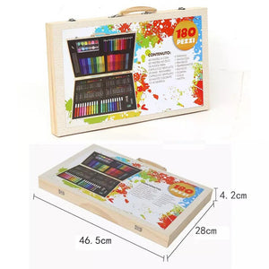 Coo11 180 PCS Drawing Art Markers Brush Pen Set Kids Gift with Wooden Box Package Watercolor Art Sets Office Stationery Supplies Gift Water Color Markers for Boys Girls Toddlers