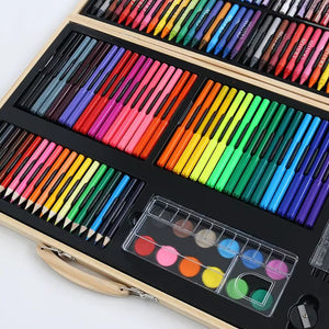 Coo11 180 PCS Drawing Art Markers Brush Pen Set Kids Gift with Wooden Box Package Watercolor Art Sets Office Stationery Supplies Gift Water Color Markers for Boys Girls Toddlers