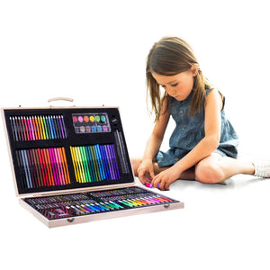 Coo11 180 PCS Drawing Art Markers Brush Pen Set Kids Gift with Wooden Box Package Watercolor Art Sets Office Stationery Supplies Gift Water Color Markers for Boys Girls Toddlers