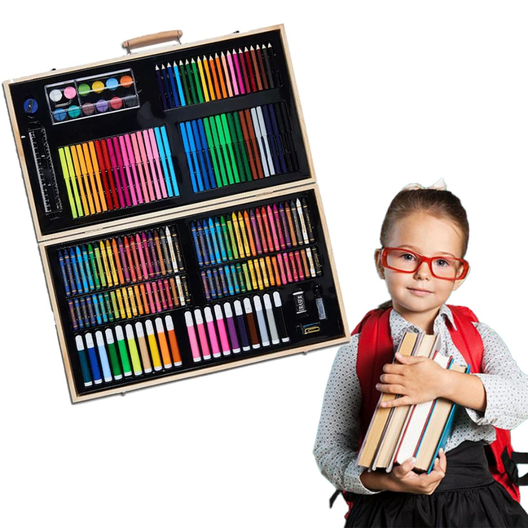 Coo11 180 PCS Drawing Art Markers Brush Pen Set Kids Gift with Wooden Box Package Watercolor Art Sets Office Stationery Supplies Gift Water Color Markers for Boys Girls Toddlers