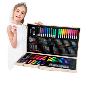 Coo11 180 PCS Drawing Art Markers Brush Pen Set Kids Gift with Wooden Box Package Watercolor Art Sets Office Stationery Supplies Gift Water Color Markers for Boys Girls Toddlers