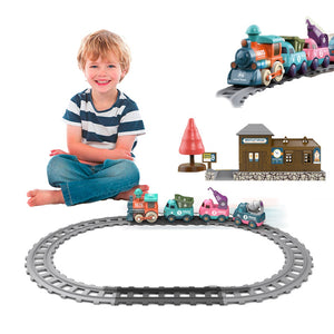 Coo11 Cross-Border Rail Small Train Electric Train Track Toy Car Playset Children's Toy Train Electric Lighting Cartoon Engineering Rail Car Toys for Kids Baby Toy Cars for Toddler