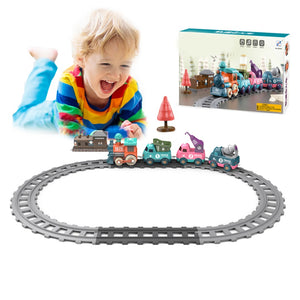 Coo11 Cross-Border Rail Small Train Electric Train Track Toy Car Playset Children's Toy Train Electric Lighting Cartoon Engineering Rail Car Toys for Kids Baby Toy Cars for Toddler