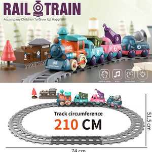 Coo11 Cross-Border Rail Small Train Electric Train Track Toy Car Playset Children's Toy Train Electric Lighting Cartoon Engineering Rail Car Toys for Kids Baby Toy Cars for Toddler