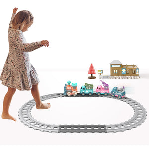 Coo11 Cross-Border Rail Small Train Electric Train Track Toy Car Playset Children's Toy Train Electric Lighting Cartoon Engineering Rail Car Toys for Kids Baby Toy Cars for Toddler