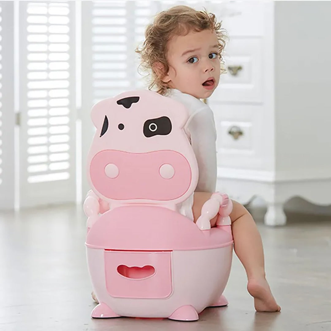 Coo11 Cow Design Portable Potty Training Toilet Seat for Boys and Girls, Anti-Slip, Lightweight, Suitable for 3+ Years, Convenient for Travelling, Easy to Clean, Portable, Perfect for Kids