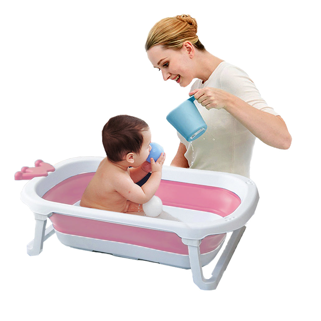 Coo11 Baby Foldable Bath Tub, Portable Safe Shower, Non-Slip Support Leg for Newborn & Toddler, Lightweight, Convenient for Travelling, Easy to Carry, Perfect Gift for Children