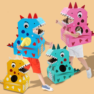 Coo11 Dinosaur Carton Cardboard Box, Handmade Animal DIY Dressing Wearable Toy for Indoor Outdoor, Kindergarten Fun, Portable, Lightweight, Perfect Gift for Boys & Girls, Suitable for 3+ (Turquoise Green)