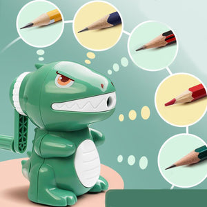 Coo11 Kids Dinosaur Design Pencil Sharpener, Kinder garden Hand-Crank Cute Primary School Fun, Multifunctional, Easy Sharpening, Stationery Gift for Boys & Girls, Suitable for 3+ (Green)