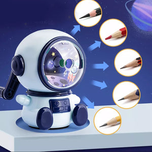 Coo11 Kids Astronaut Design Pencil Sharpener, Kindergarden Hand-Crank Cute Primary School Fun, Multifunctional, Easy Sharpening, Stationery Gift for Boys & Girls, Suitable for 3+ (Navy)