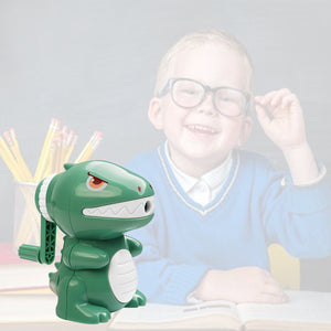 Coo11 Kids Dinosaur Design Pencil Sharpener, Kinder garden Hand-Crank Cute Primary School Fun, Multifunctional, Easy Sharpening, Stationery Gift for Boys & Girls, Suitable for 3+ (Green)