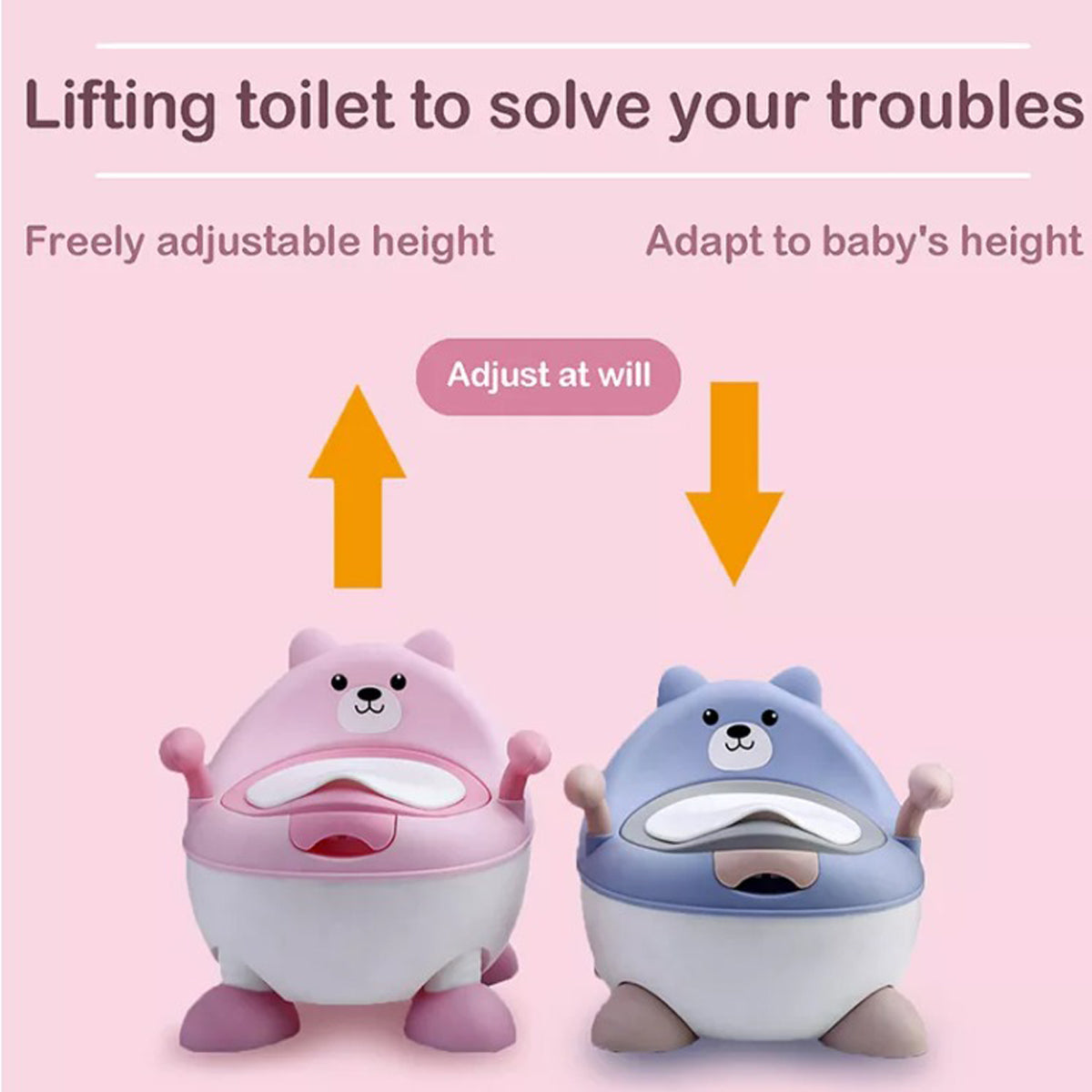 Coo11 Bear Design Potty Toilet Seat for Kids, Non-Slip, Improves Child's Development, Portable, Lightweight, Easy to Use & Clean, Perfect for Girls and Boys, Suitable for 3+ Years Kids.