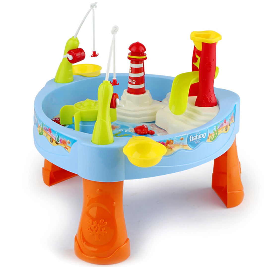 Coo11 Electric Fishing toy set for kids 24 pcs fishing swimming toys for kids baby with light and music with multi-color animals Plastic fishing table set for 2 players boys and girls, Aged above 1+