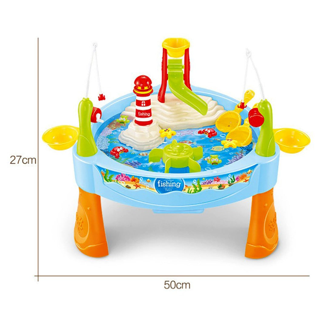 Coo11 Electric Fishing toy set for kids 24 pcs fishing swimming toys for kids baby with light and music with multi-color animals Plastic fishing table set for 2 players boys and girls, Aged above 1+