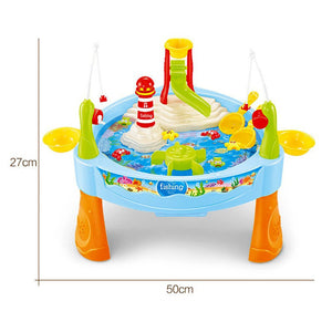 Coo11 Electric Fishing toy set for kids 24 pcs fishing swimming toys for kids baby with light and music with multi-color animals Plastic fishing table set for 2 players boys and girls, Aged above 1+